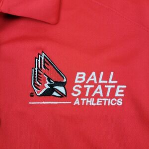 Nike Dri-Fit Ball State Athletics Polo Shirt Womens XL Red Short Sleeve Polyeste
